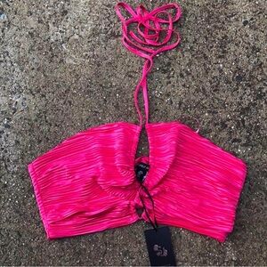 Hot pink halter crop top sincerely Jules sexy size large